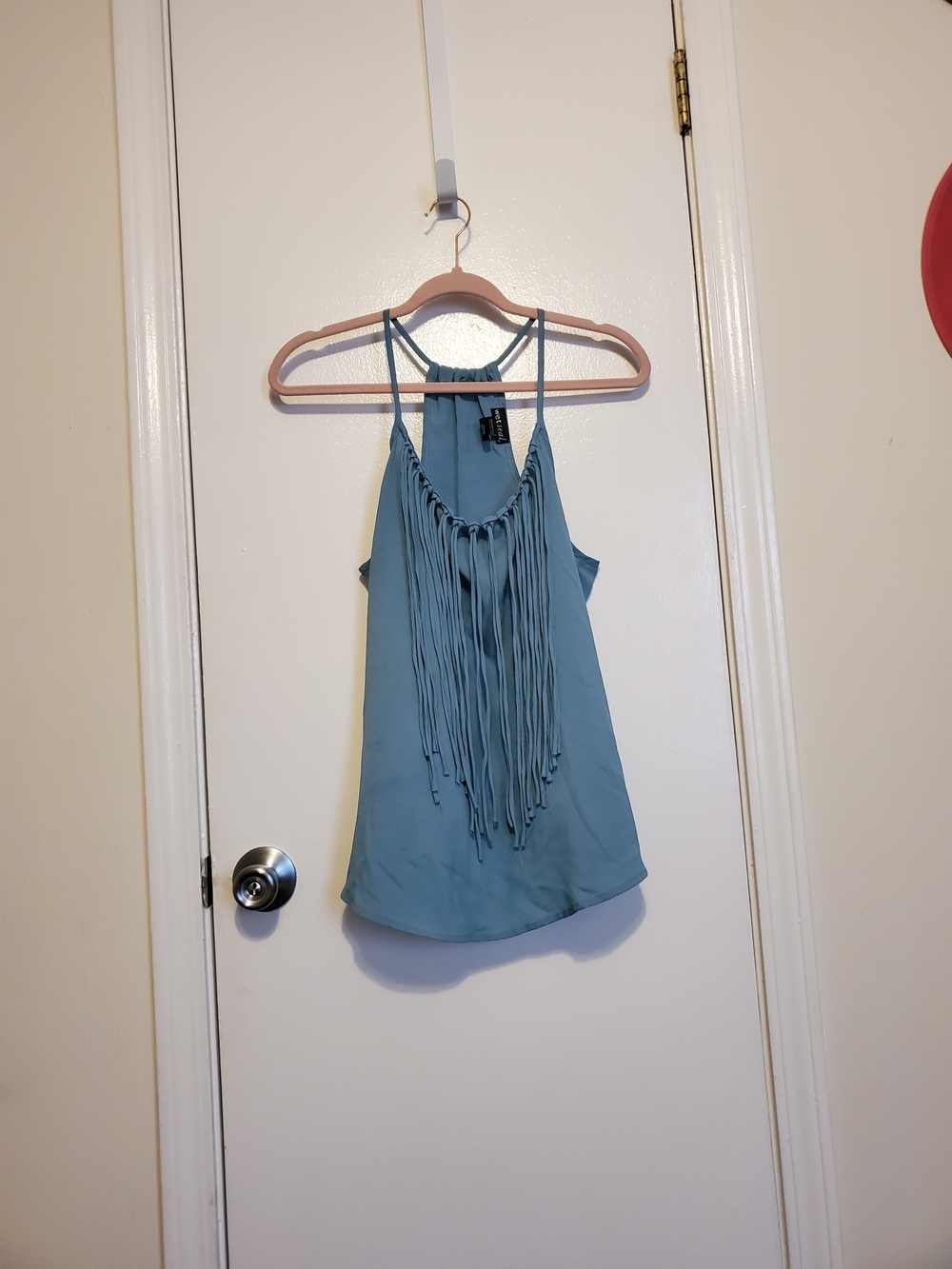 Wet Seal Light Blue Fringe Halter Camisole